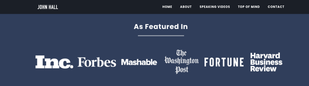 an example of sharing earned media coverage in an as seen on bar